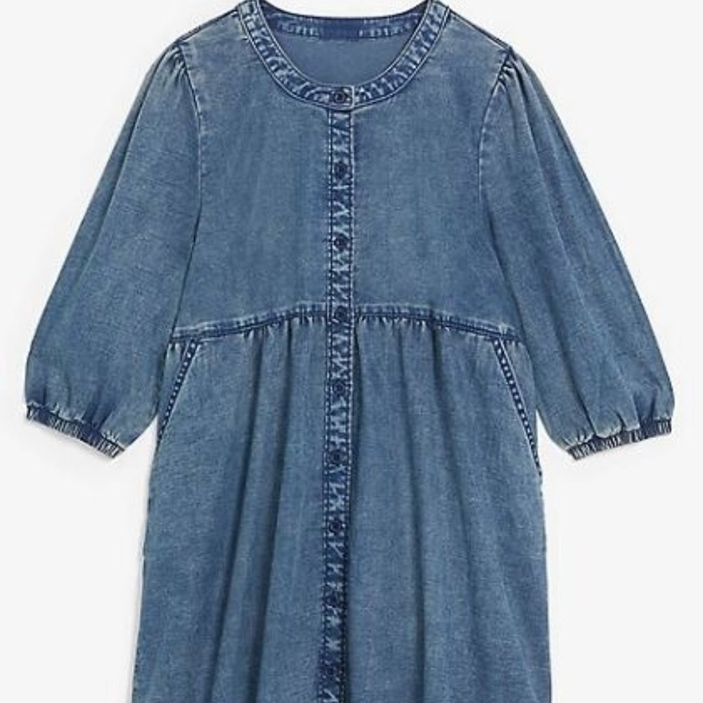 Girls Chambray Button Dress